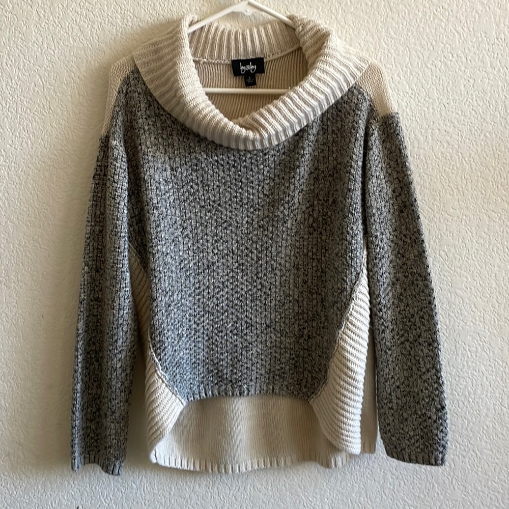 by & by cowl-turtle neck knit sweater